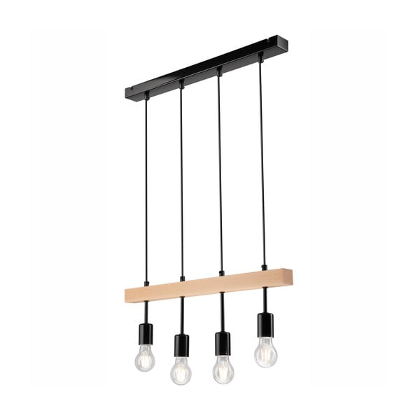 Lampadario nero/di colore naturale Orazio – LAMKUR