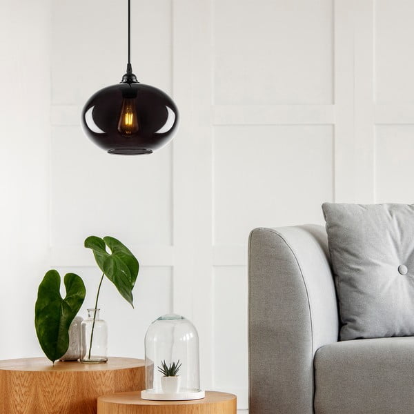 Lampadario nero con paralume in vetro ø 27 cm Smoked – Opviq lights-image-1