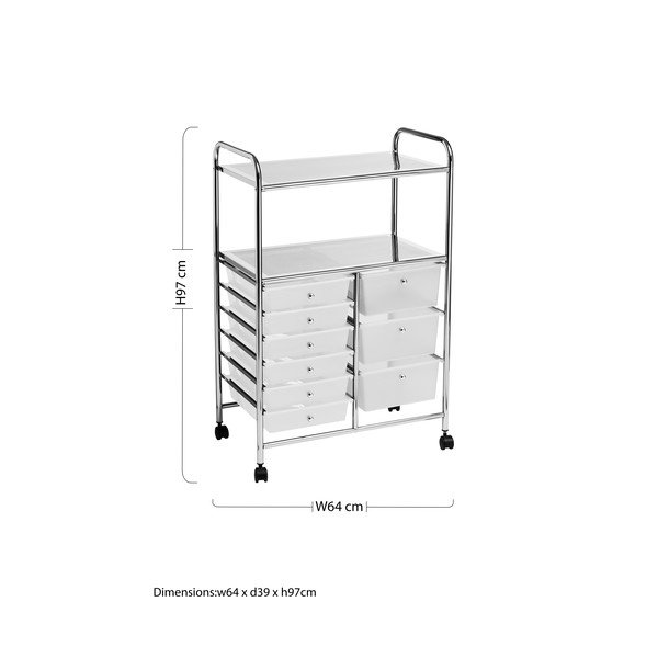 Scaffale mobile in plastica bianco-argento 64x97 cm - Premier Housewares-image-2