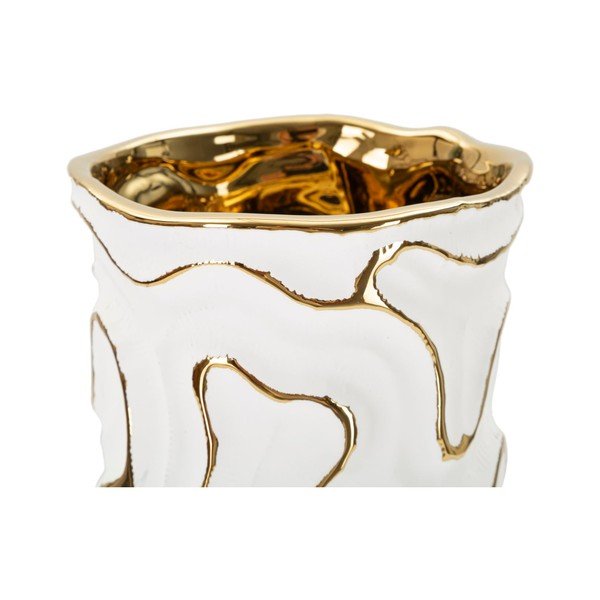 Vaso bianco/dorato in ceramica (altezza totale 25 cm) Adore – Mauro Ferretti-image-4