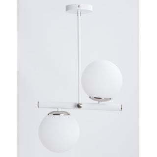 Lampada a sospensione con paralume in vetro bianco-argento ø 15 cm Libra - Squid Lighting