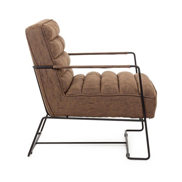 Poltrona marrone con rivestimento in finta pelle Brianna – Bizzotto-image-3