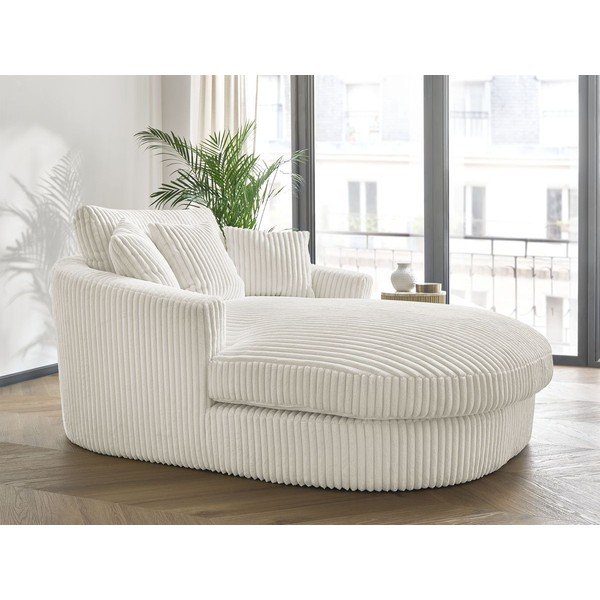 Poltrona beige con rivestimento in velluto a coste Belem – Bobochic Paris-image-1
