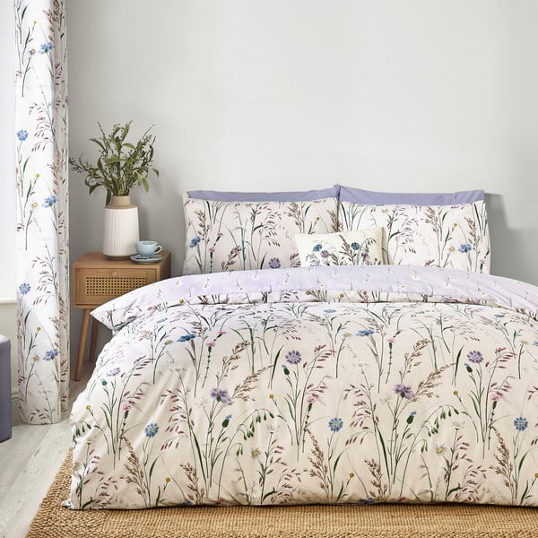 Biancheria da letto lavanda/beige per letto singolo 135x200 cm Grasmere – Catherine Lansfield-image-1