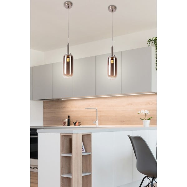 Lampadario LED color antracite con paralume in vetro ø 13 cm Fiuggi – Candellux Lighting-image-3