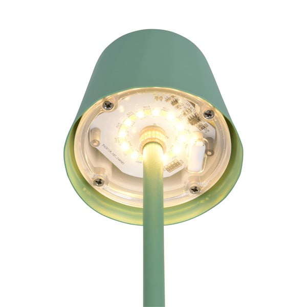 Lampada da tavolo LED verde chiaro con paralume in metallo (altezza totale 21 cm) Diaz – Trio-image-4