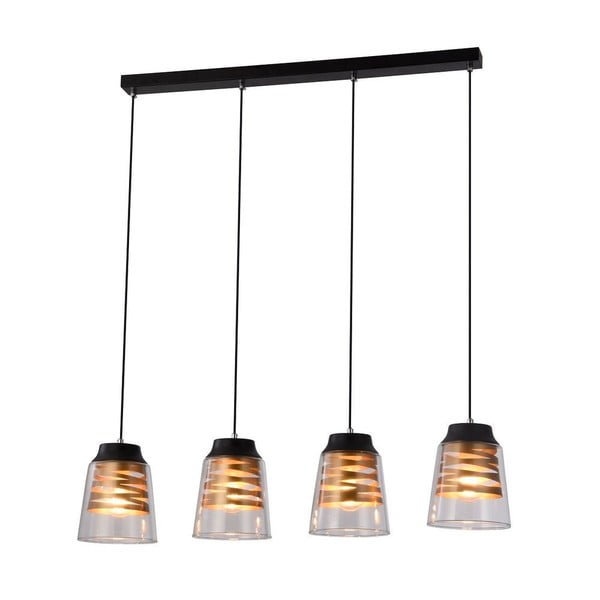 Lampada a sospensione nera con paralume in vetro 15,5x84 cm Fresno - Candellux Lighting-image-2