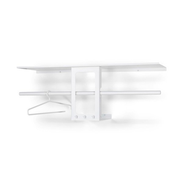 Attaccapanni da parete bianco in acciaio con scaffale 100 cm Luno Small – Spinder Design-image-3