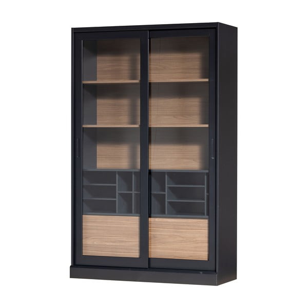 Vetrina nera in legno di pino con ante scorrevoli 125x200 cm James - WOOOD-image-2