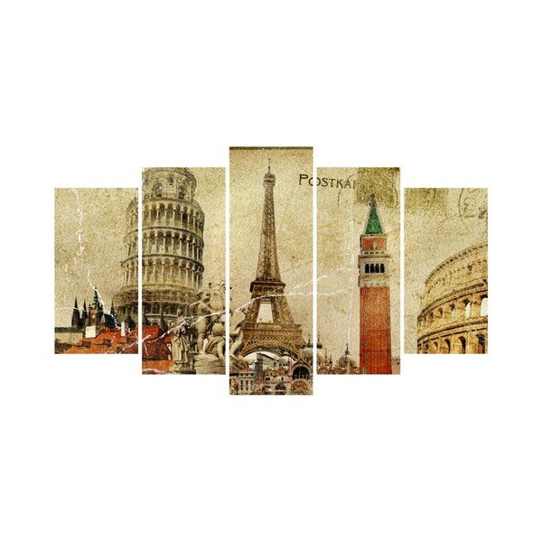 Quadro multiplo Mauve Eiffel, 102 x 60 cm - 3D Art