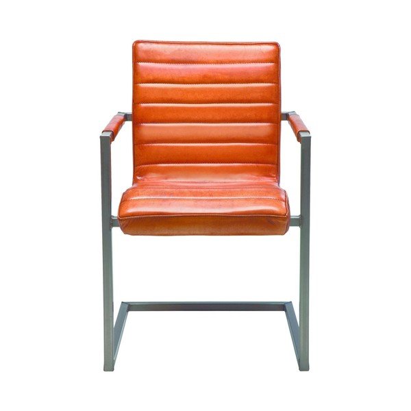 Sedia in pelle marrone con braccioli Cantilever Riffle Buffalo - Kare Design-image-3