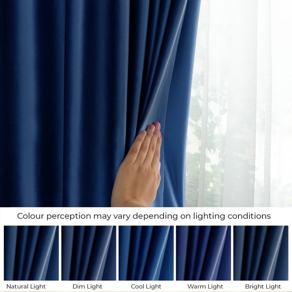 Tenda parzialmente oscurante blu scuro in velluto 140x270 cm Eyelets – Restilo-image-4