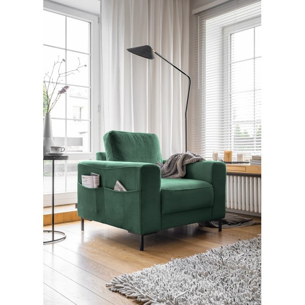 Poltrona in velluto a coste verde scuro Lofty Lilly - Miuform-image-2