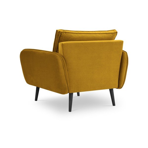 Poltrona in velluto giallo con gambe nere Lento - Kooko Home-image-2