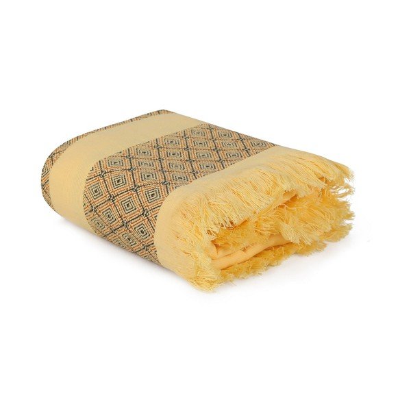 Asciugamano in cotone giallo/marrone 150x75 cm Twins - Foutastic