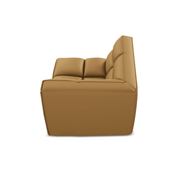 Parte divano componibile marrone cognac con rivestimento in finta pelle Kalai – Makamii-image-3