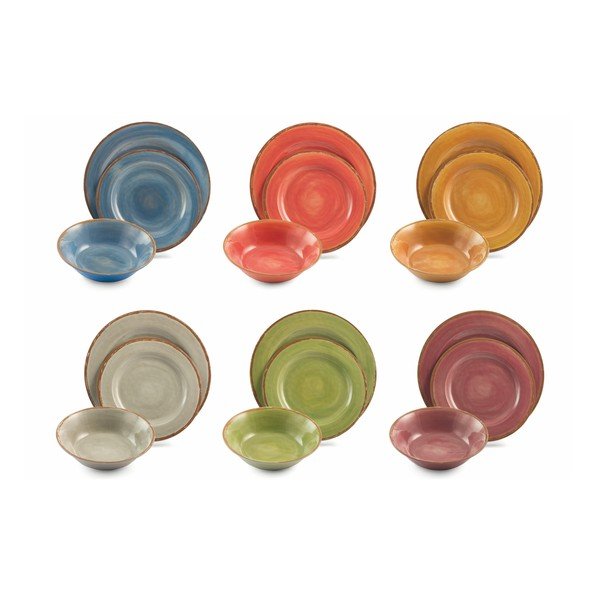 Villa d'Este Lucia, set di stoviglie colorate da 18 pezzi - VDE Tivoli 1996