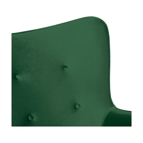 Poltrona e poggiapiedi verde smeraldo con base in colore naturale Cora Velvet - Vivonita-image-4