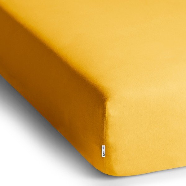 Lenzuolo con angoli giallo in jersey 180x200 cm Amber – Restilo-image-2