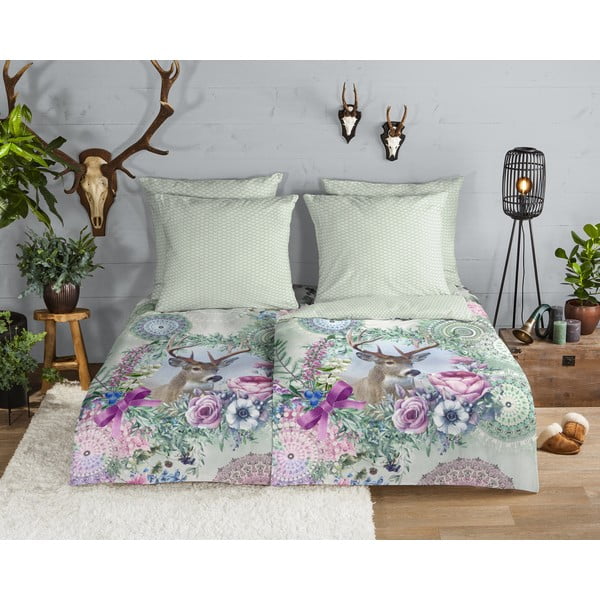 Biancheria da letto verde in flanella per letto singolo 140x200 cm Romini – HIP-image-1