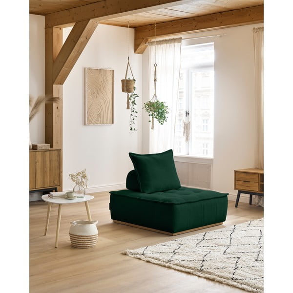 Poltrona verde scuro con rivestimento in ciniglia Elisa – Bobochic Paris-image-1