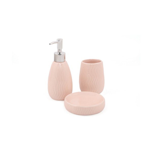 Set di accessori da bagno in ceramica rosa Merlin - Mioli Decor