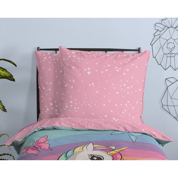 Set copripiumino e federa da bambini rosa in cotone per letto singolo 140x200 cm Dash – Good Morning-image-2