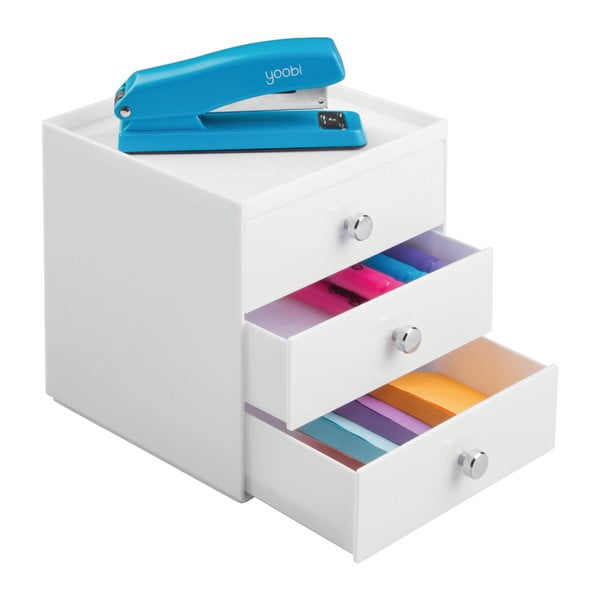 Contenitore bianco con 3 cassetti , altezza 18 cm - iDesign-image-1