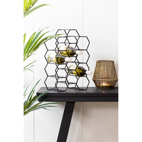 Portabottiglie in metallo nero per 12 bottiglie Salbris - Light & Living-image-3