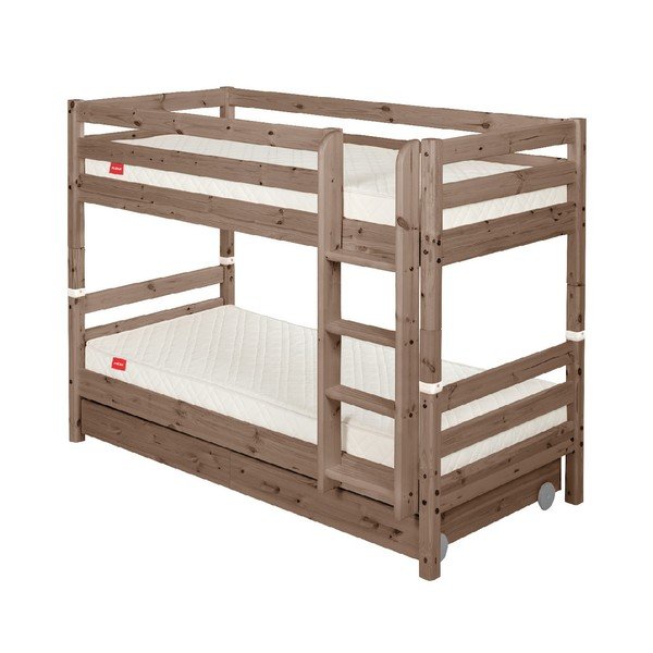 Letto a castello per bambini marrone in legno di pino con cassetto , 90 x 200 cm Classic - Flexa