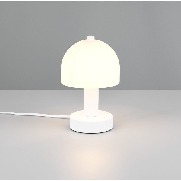 Lampada da tavolo bianca con paralume in vetro (altezza totale 19 cm) Glenn – Reality-image-1