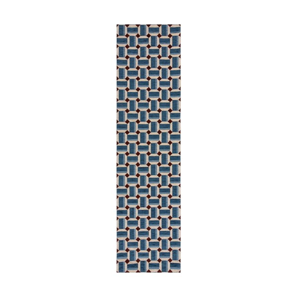 Passatoia blu 60x230 cm Lennox Geometric - Flair Rugs