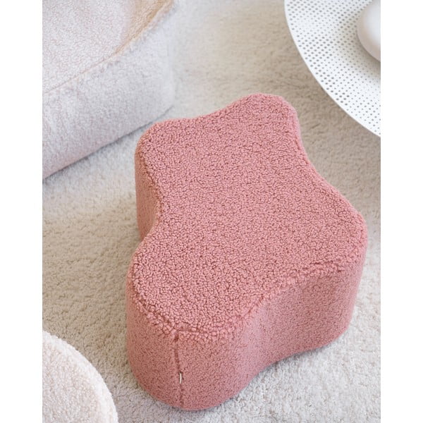 Pouf per bambini rosa con rivestimento in bouclé Cloud – Wigiwama-image-4