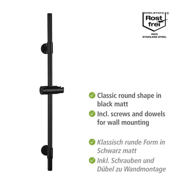 Asta doccia a parete in acciaio inox nero 66 cm Basic - Wenko-image-2