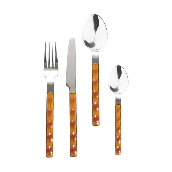 Posate argentate/color ambra in acciaio inox 24 pz per 6 persone Bisque – Jotex