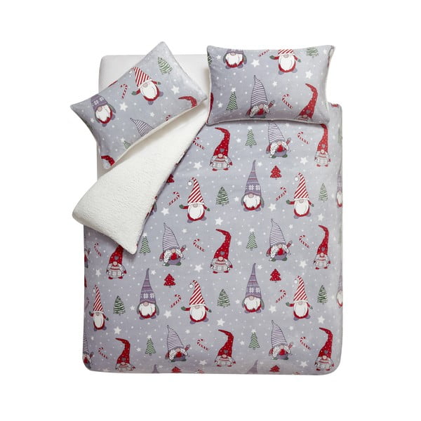 Set copripiumino e federa grigio in micropile per letto matrimoniale e per letto esteso 230x220 cm Festive Gnomes – Catherine Lansfield