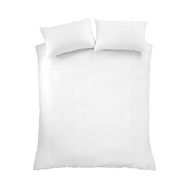 Set copripiumino e federa bianco in crêpe per letto singolo 135x200 cm Heatset Wave – Catherine Lansfield