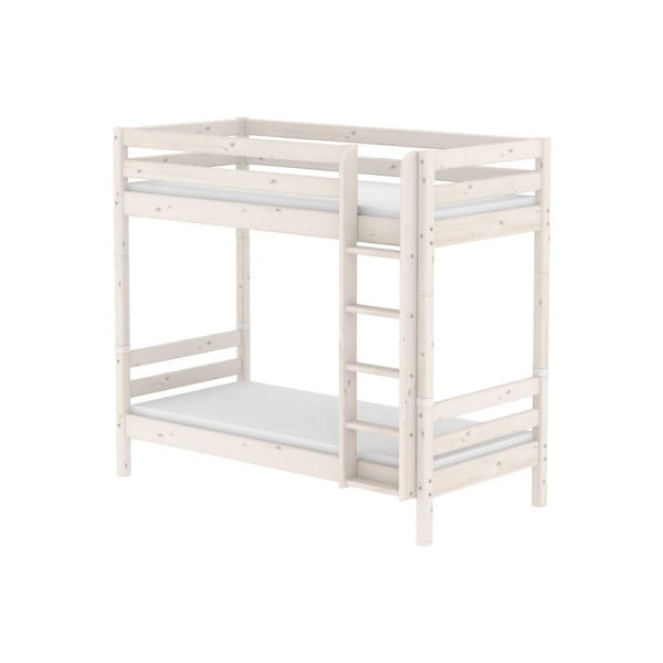 Letto a castello alto per bambini bianco in legno di pino , 90 x 200 cm Classic - Flexa