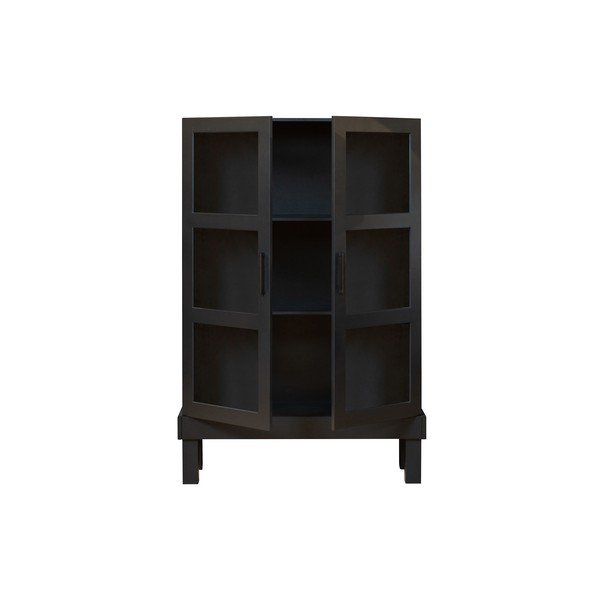 Vetrina nera in pino massiccio 107x160x39 cm Bonk – WOOOD-image-2