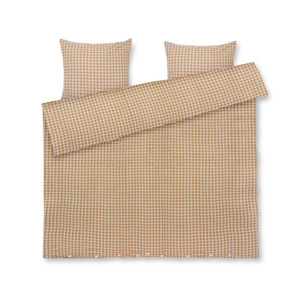 Lenzuola in crêpe esteso arancio-giallo-azzurro per letto matrimoniale 200x220 cm Bæk&Bølge - JUNA