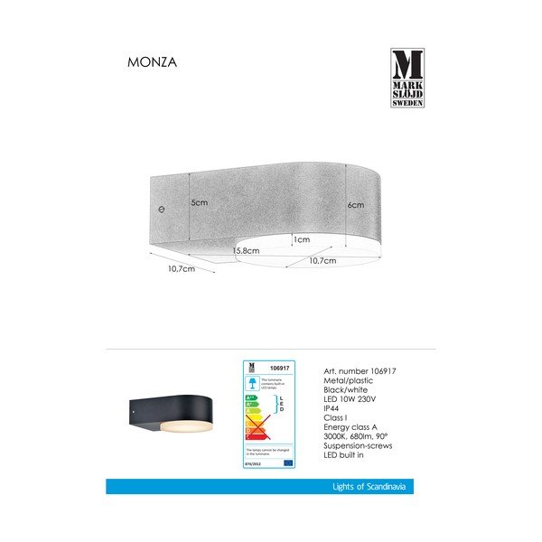 Lampada da parete nera Monza - Markslöjd-image-2