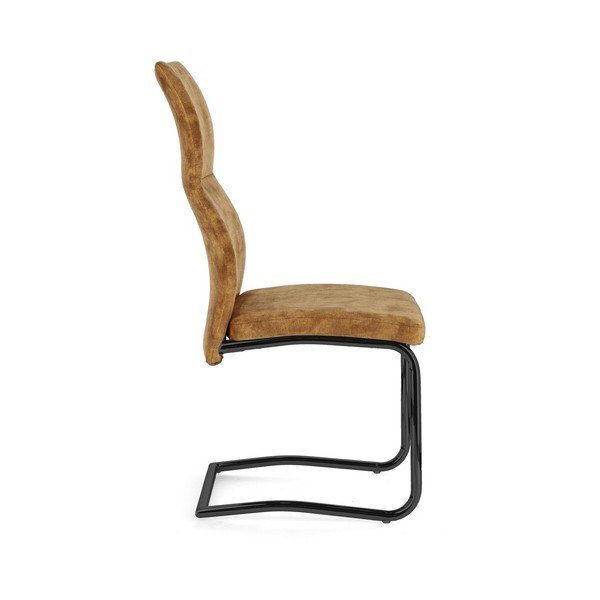 Sedia da pranzo color senape in imbottito Thelma – Bizzotto-image-3