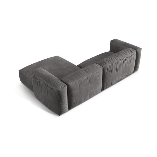 Divano angolare componibile grigio (con penisola a destra/con chaise lounge) con rivestimento in velluto Martina – Micadoni -image-3