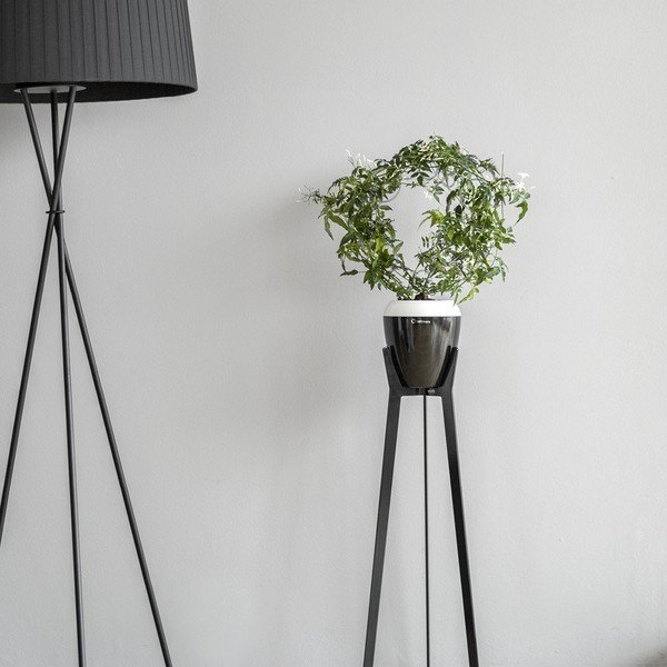 Vaso autoinnaffiante bianco e nero Calimera A1, ø 17 cm - Plastia-image-1
