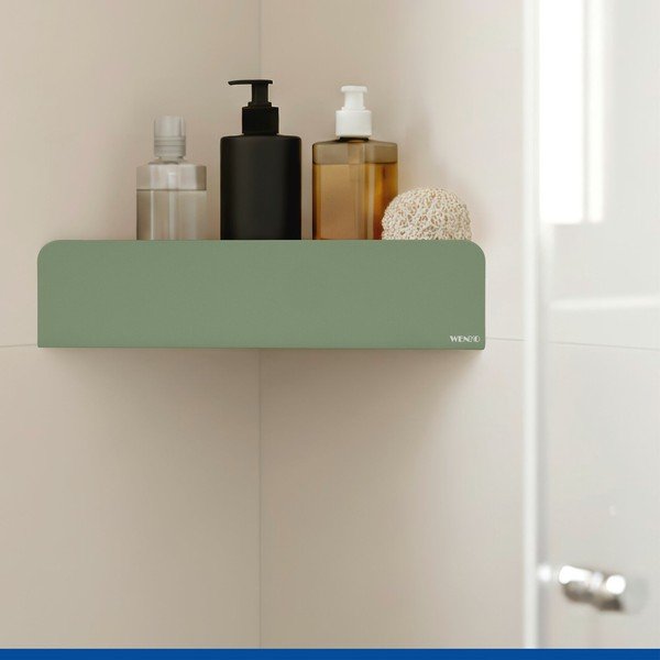 Mensola da bagno senza foratura/ad angolo verde in acciaio inox con aggancio Turbo-loc Lizan – Wenko-image-3
