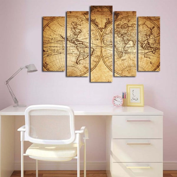 Quadro a più parti Grande mappa del mondo, 105 x 70 cm - Wallity-image-1
