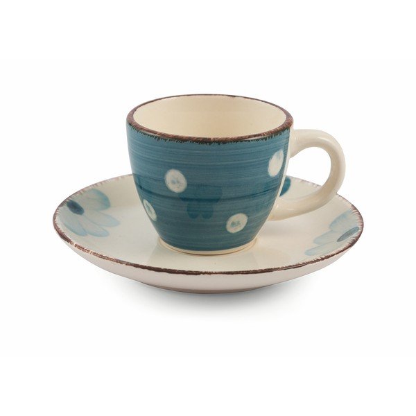 Set di 6 tazze da espresso colorate con piattini in gres Tazzine Margarita - VDE Tivoli 1996-image-4