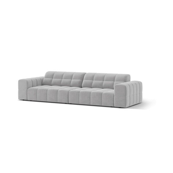 Divano grigio chiaro con rivestimento in velluto 252 cm Chicago – Cosmopolitan Design-image-1