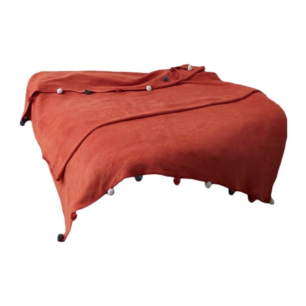 Copriletto color mattone in vello 200x220 cm Pom Pom – Mijolnir