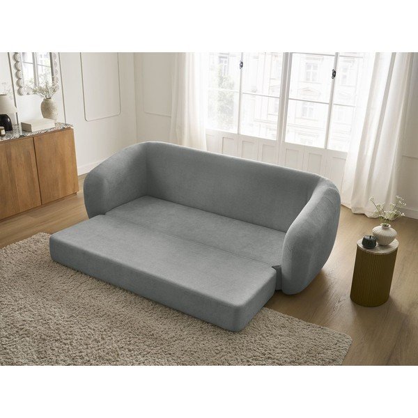 Divano grigio scuro allungabile con rivestimento in ciniglia 228 cm Neyo – Bobochic Paris-image-1